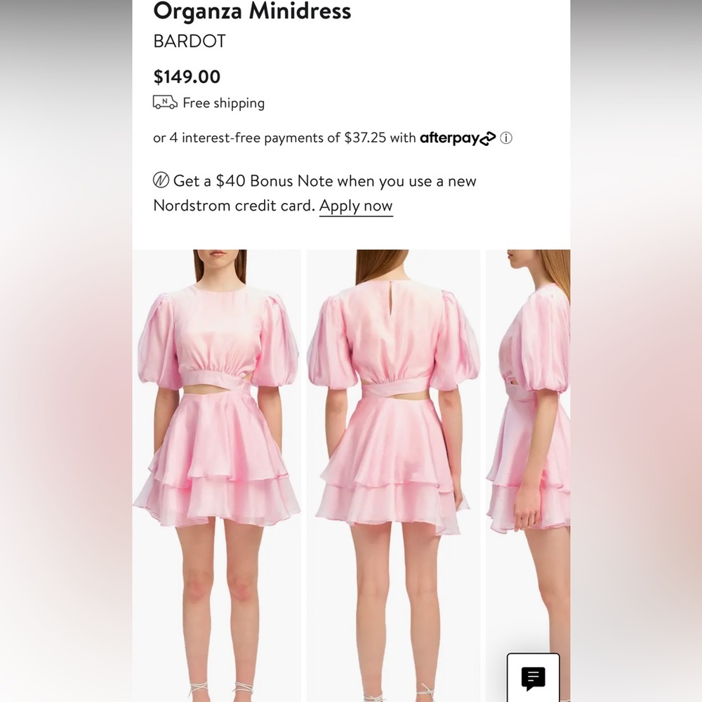 Bardot pink organza dress